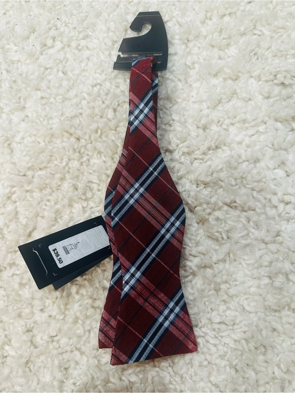 NWT Silk Blend Daniel Cremieux Burgundy Plaid Bow Tie - Classic Pattern